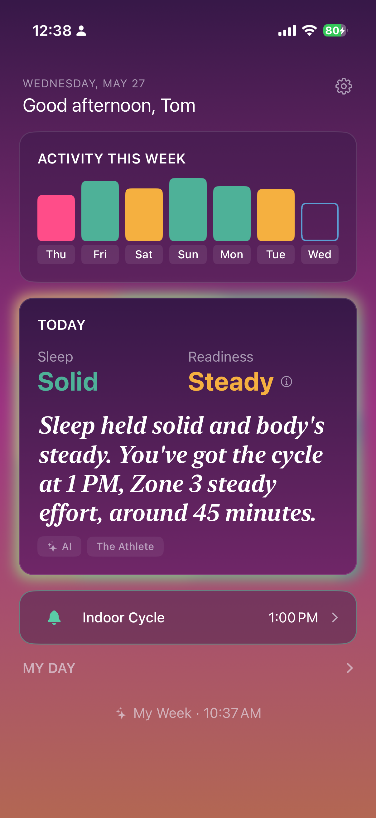 Good Move Daily app showing today's briefing